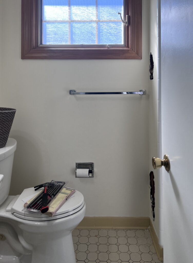 Looking toward the master bathroom window before renovation